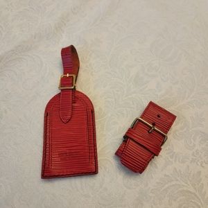 Louis Vuitton Red Epi Luggage Tag and Poignet